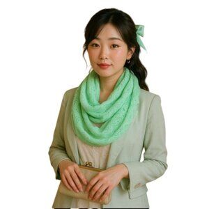 Mint Green Lace Infinity Scarf Lightweight Loop Circle Scarf Eyelet Boho Chic